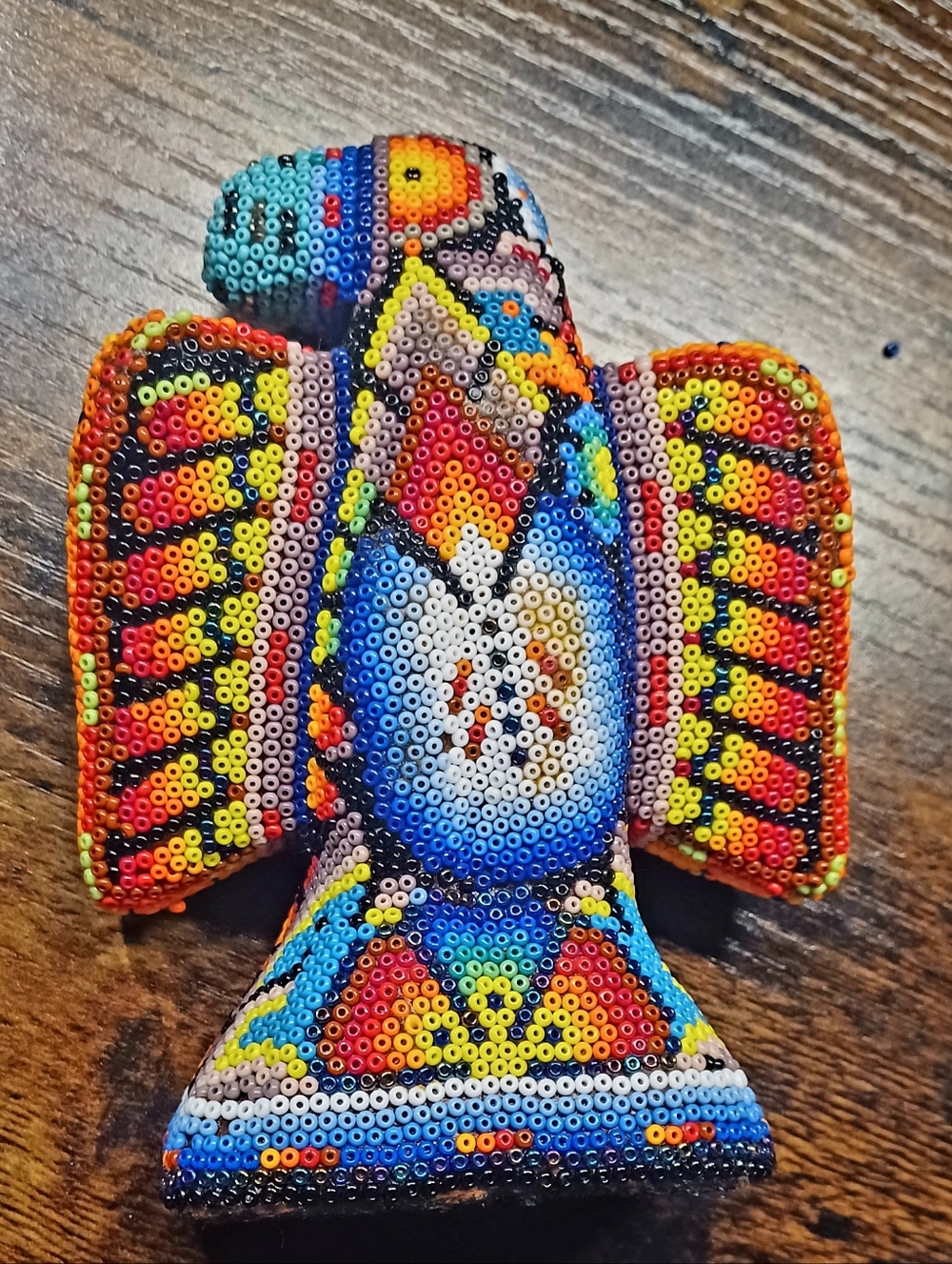 Huichol Native American Tribe Beaded Eagle Sculpture from Mexico - Picture 5 of 6